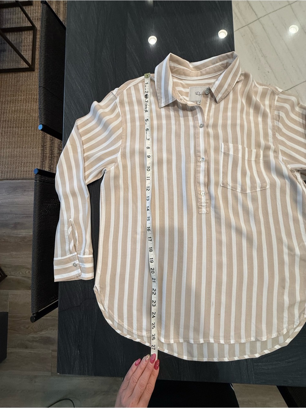 Rails Beige and White Striped Button-Front Shirt - Picture 4 of 9